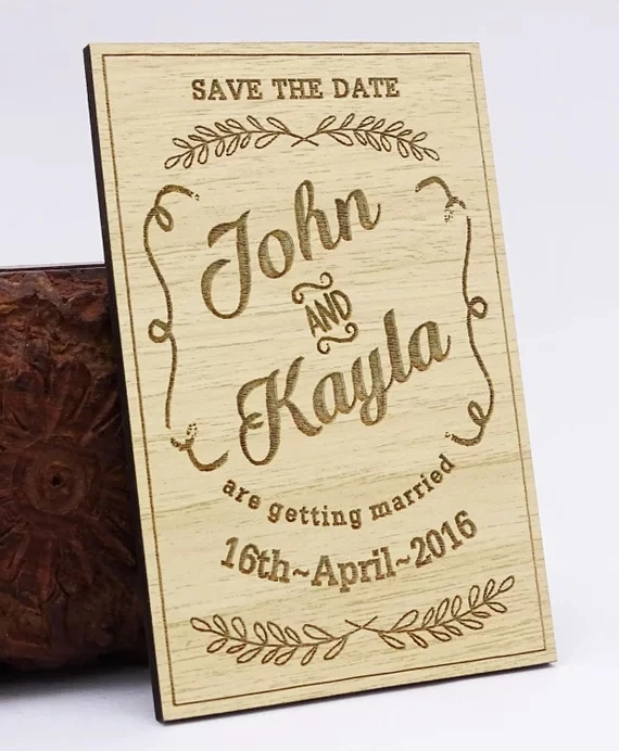 

personalize names date engraved Wooden Card save the date Wedding invitations Magnets, Save The Date Magnet, Custom Magnets