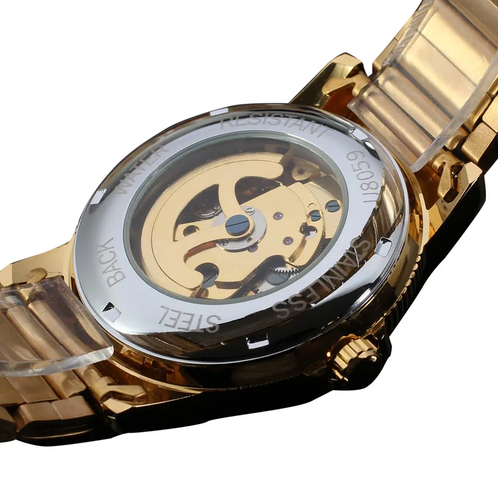 WINNER новые модные часы мужские роскошные брендовые золотые ободки автоматические