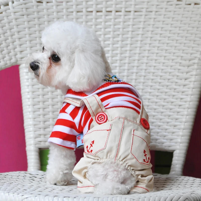 Новый Модный хлопковый комбинезон для собак морской воздушный полосатый