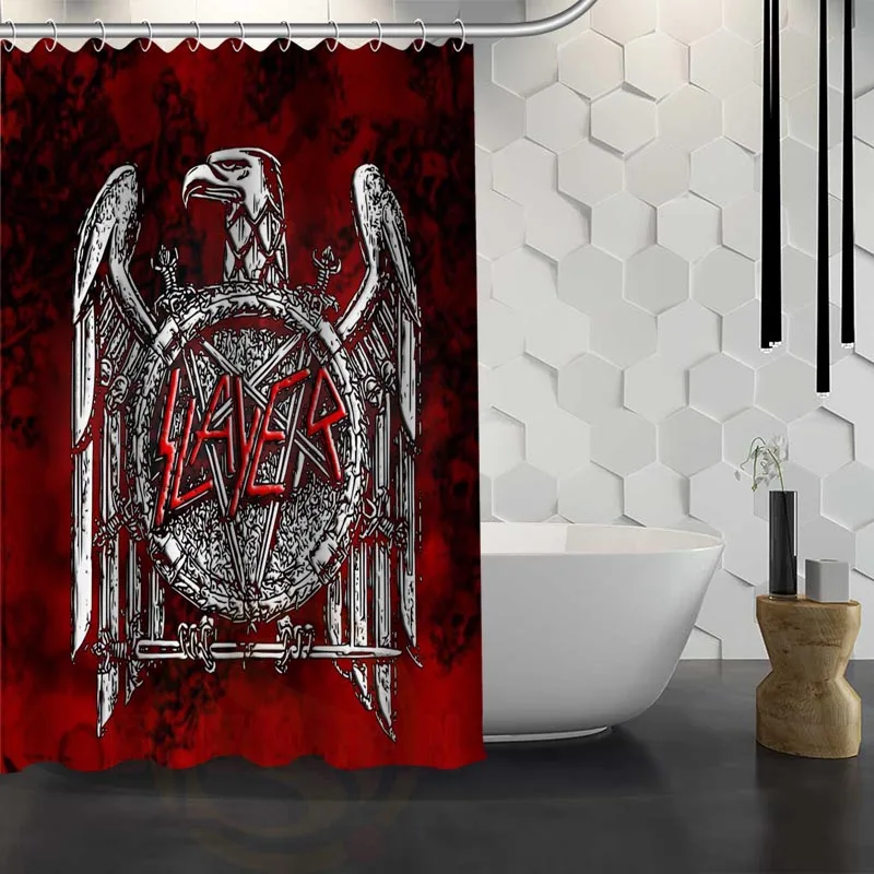 На заказ с логотипом Slayer занавеска для душа из водонепроницаемой ткани занавеска для ванной комнаты WJY1.17 - Цвет: Синий