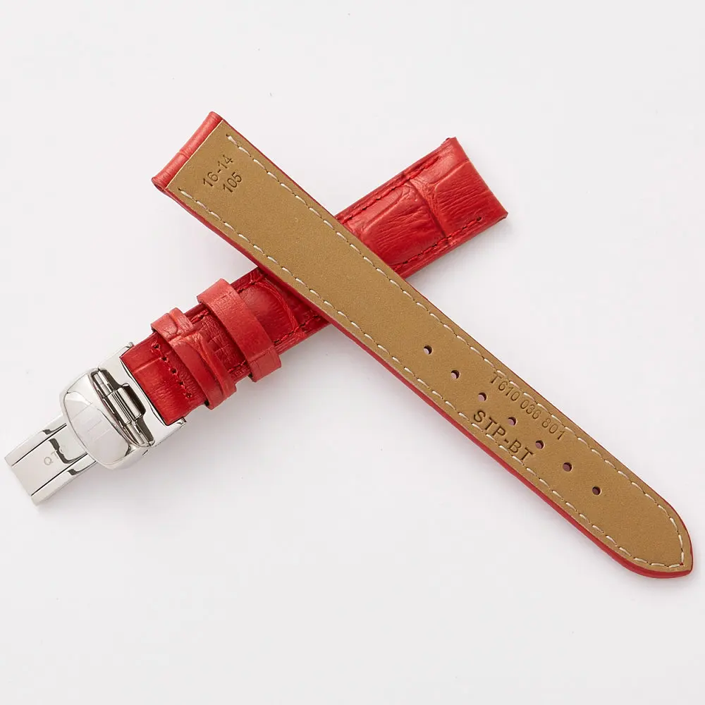 Плюс ремешок из натуральной кожи красный для часов Tissot Замена благородных женщин