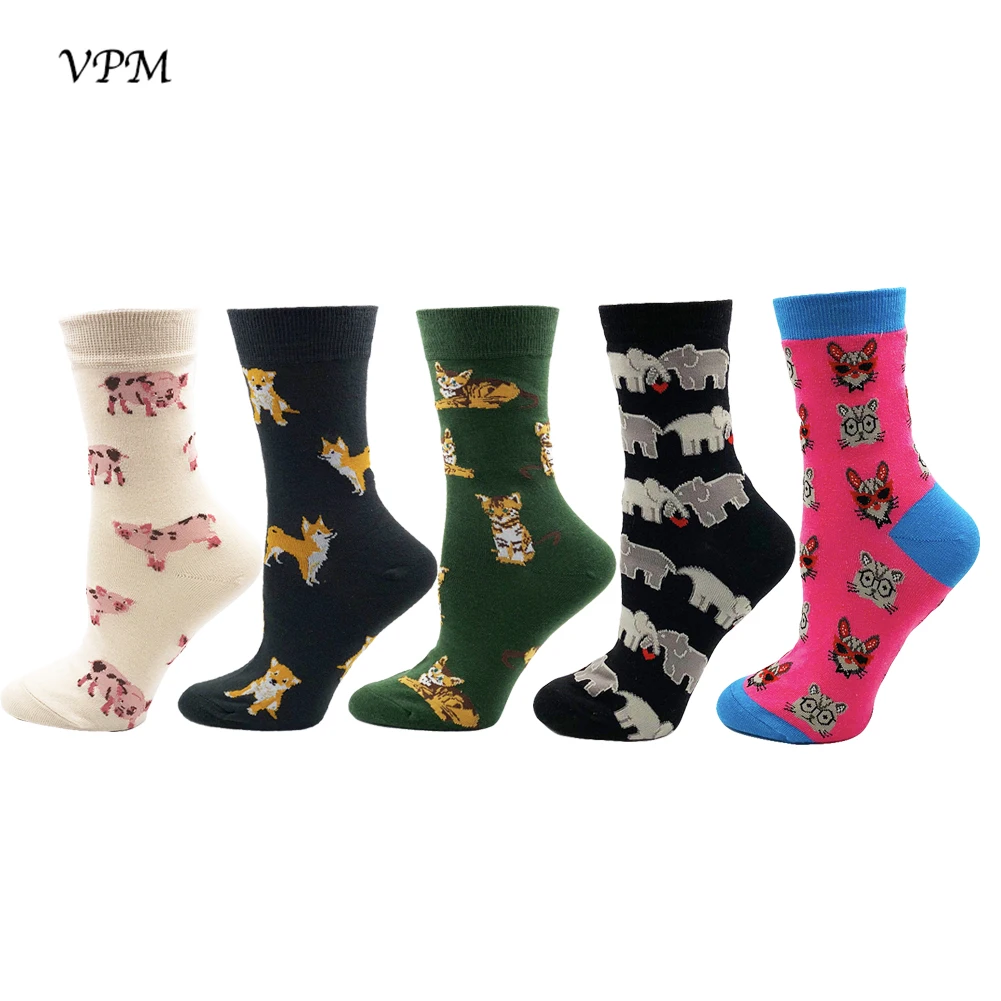 VPM Harajuku женские Носки с рисунком из мультфильмов и забавными животными слон