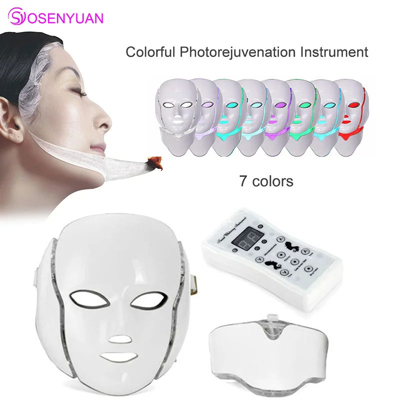 7 Colors Led Facial Mask Korean Photon Therapy Face Machine Light Acne Neck Beauty | Красота и здоровье