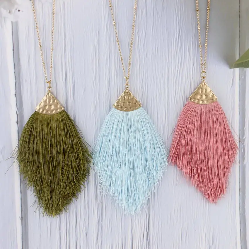 2019 модное летнее длинное ожерелье ZWPON с мягкой кисточкой и ромбом Женская цепочка