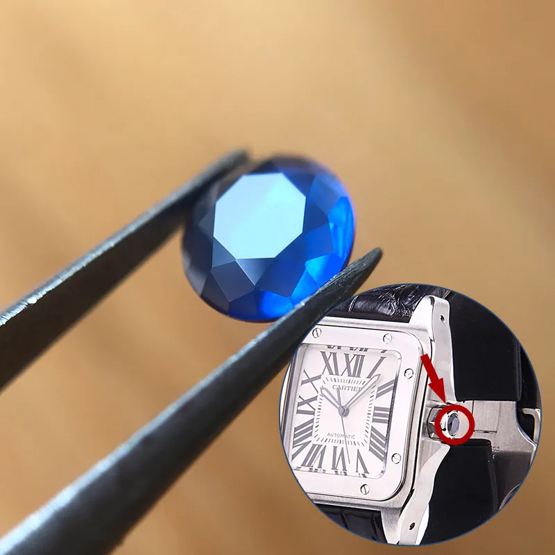 Синий сапфировый кристалл для Cartier Santos 100 XL автоматические часы Корона