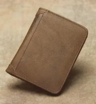 light brown Мужской RFID антимагнитный кожаный бумажник винтажный трехскладной кошелек мульти-держатель карты свободные бумажники листья Короткие - Цвет: light brown