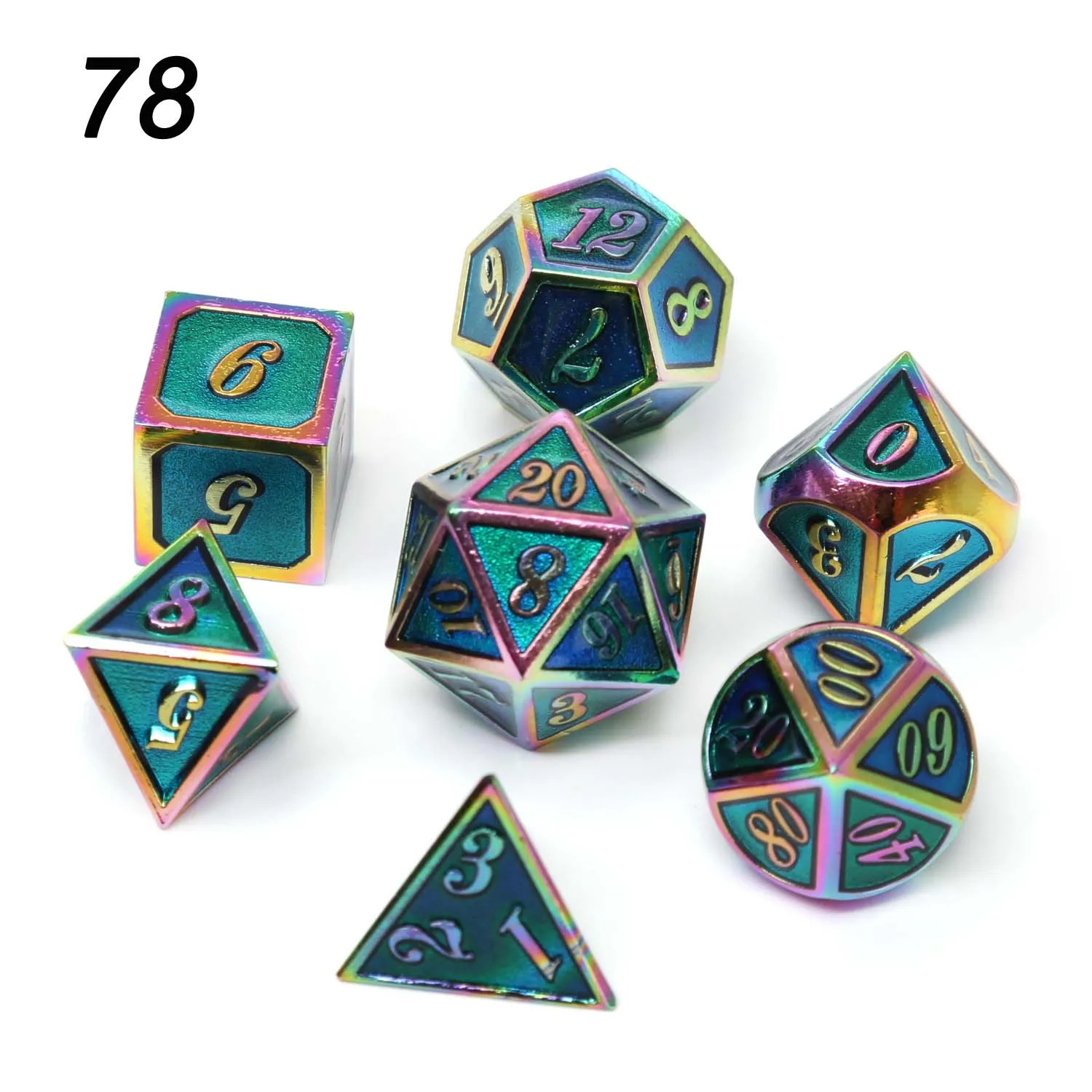 78 Chengshuo игральные кости DND Металл РГП набор многогранных подземелья и дракон черный настольные игры цинковый сплав зеленый цифровой d& d кубики шаблон d6 - Цвет: 78
