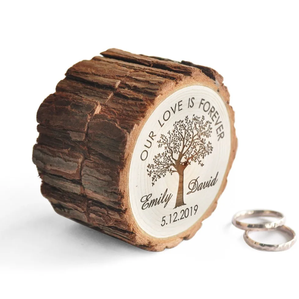OUR LOVE IS FOREVER коробка для колец обручальных персонализированный деревенский