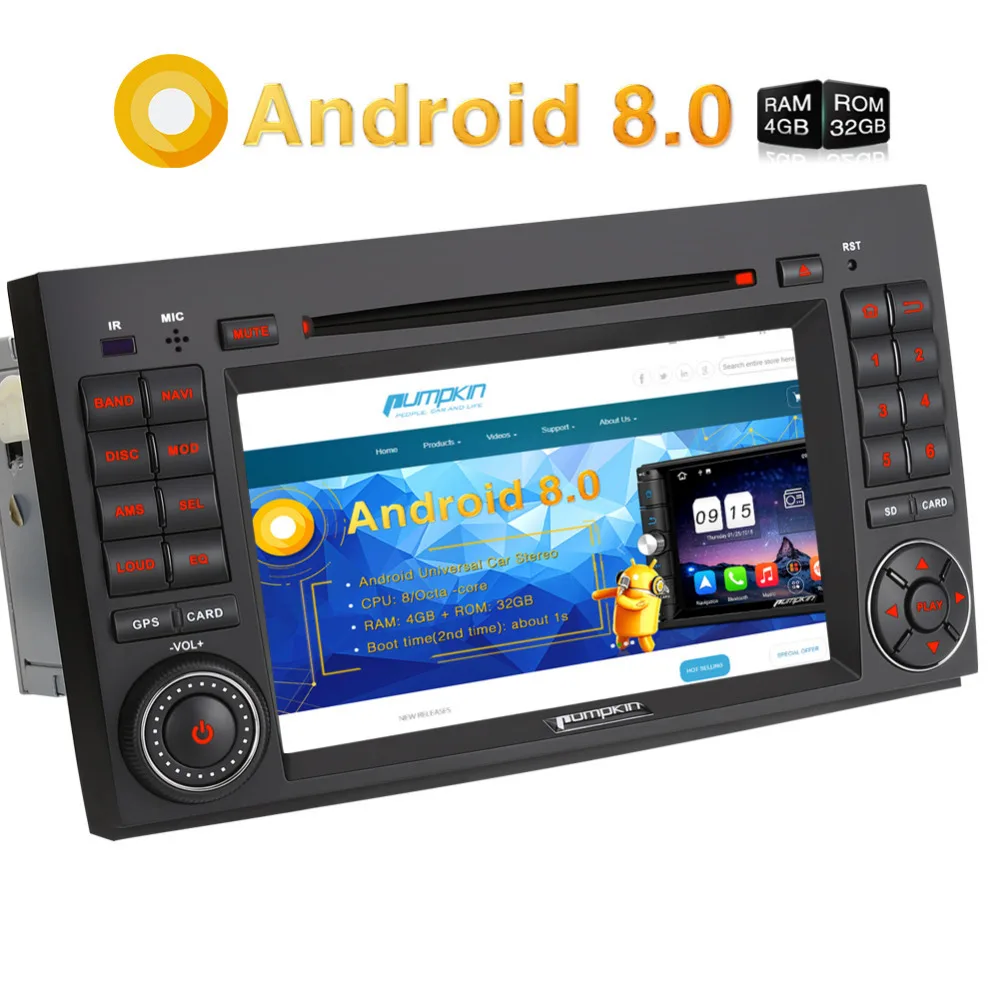 Тыква 2 Din 7 'ɺndroid 8 0 автомобильный DVD плеер GPS навигация стерео для Benz W639/Viano