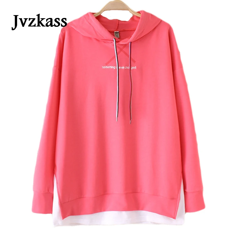 

Jvzkass 2019 new plus size women's new autumn loose loose thin hooded long section fake two women's Hoodie Z151