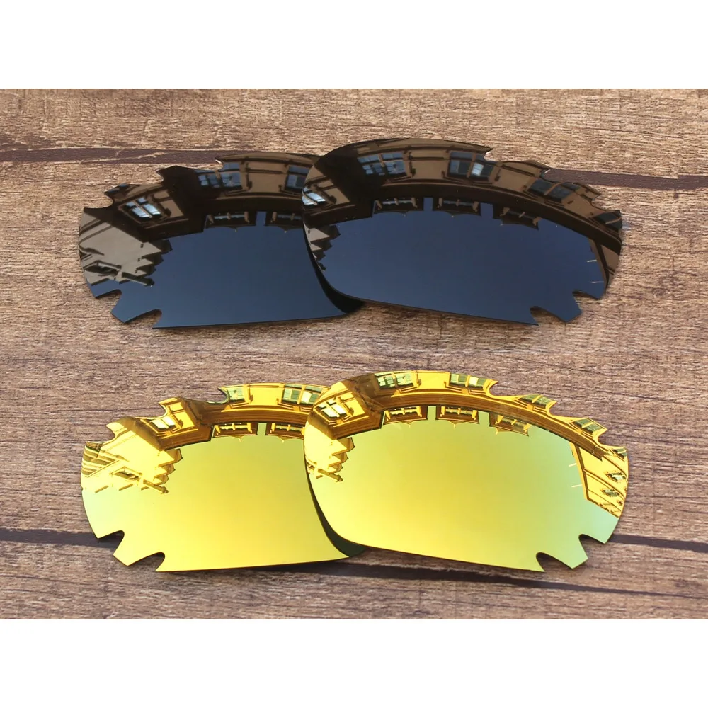 

Vonxyz 2 Pairs Stealth Black & 24K Mirror Polarized Replacement Lenses for-Oakley Jawbone Vented Frame