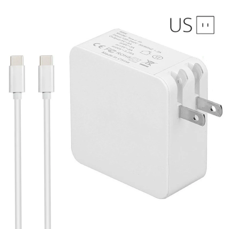 US Plug and White 65 Вт 45 Вт Тип USB C PD стены Зарядное устройство главного адаптера под названием 30 W для нового MacBook Air DELL XPS 13 lenovo Йога 910 Thinkpad X1 Asus UX390 Chromebook - Цвет: US Plug and White