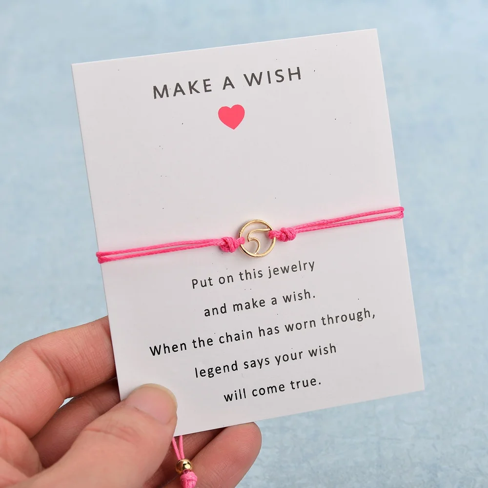 Terreau Kathy Make a wish Paper Card Ocean Waves пляжные морские серфинг регулируемые браслеты Модные