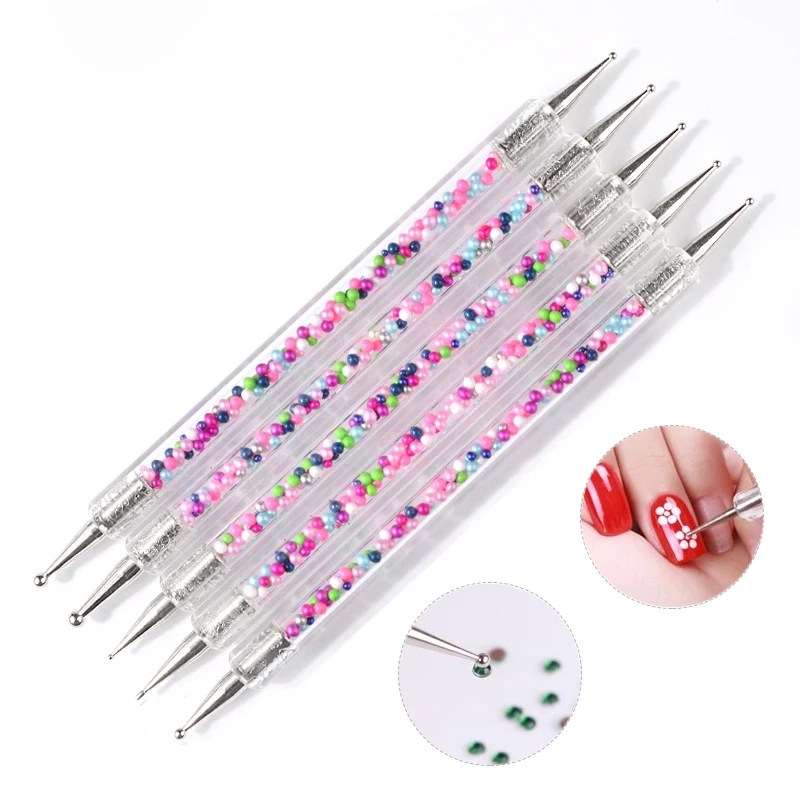 

Pandahall Nail Art Dotting Pen Acrylic Handle Crystal 2 Ways Brush Salon Rhinestones Manicure Tools