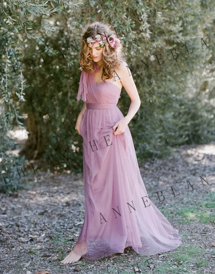 Vestidos fiesta boda Новое Тюлевое ТРАПЕЦИЕВИДНОЕ фиолетовое платье для невесты с открытыми плечами и открытой спиной длинное свадебное платье дешево