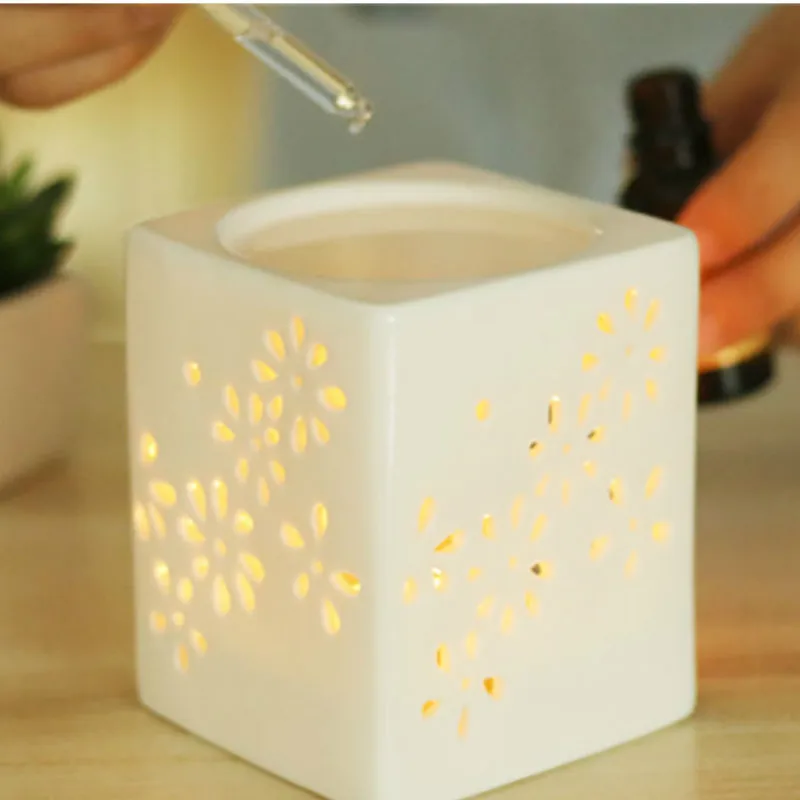 Белая Квадратная пустотелая Ароматерапия Свеча Масло свет печи керамическая