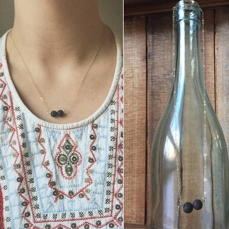DIY диффузор натуральная вулканическая лава драгоценное ожерелье|Ожерелья с