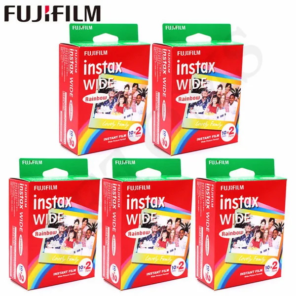 10-100 листов Fujifilm Instax Wide White edge+ Rainbow+ Black films для камеры моментальной печати Fuji 300/200/210/100/500AF - Цвет: 100 Rainbow
