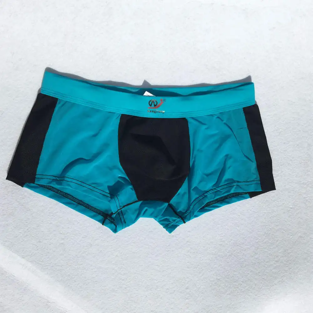 sky blue Нижнее белье, мужские боксеры, шорты, Cueca, сексуальные, ледяной шелк, Слип, для геев, мужское нижнее белье, U выпуклый мешок, трусы, спандекс, пэчворк, боксеры, дышащие - Цвет: sky blue