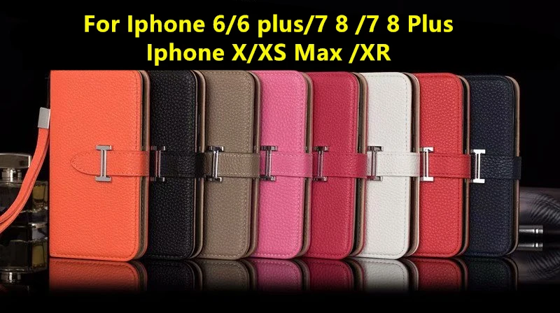 Чехол для телефона Iphone 6.7.8 плюс X XS MAX XR крышка Роскошные H Клип Бумажник кожаный