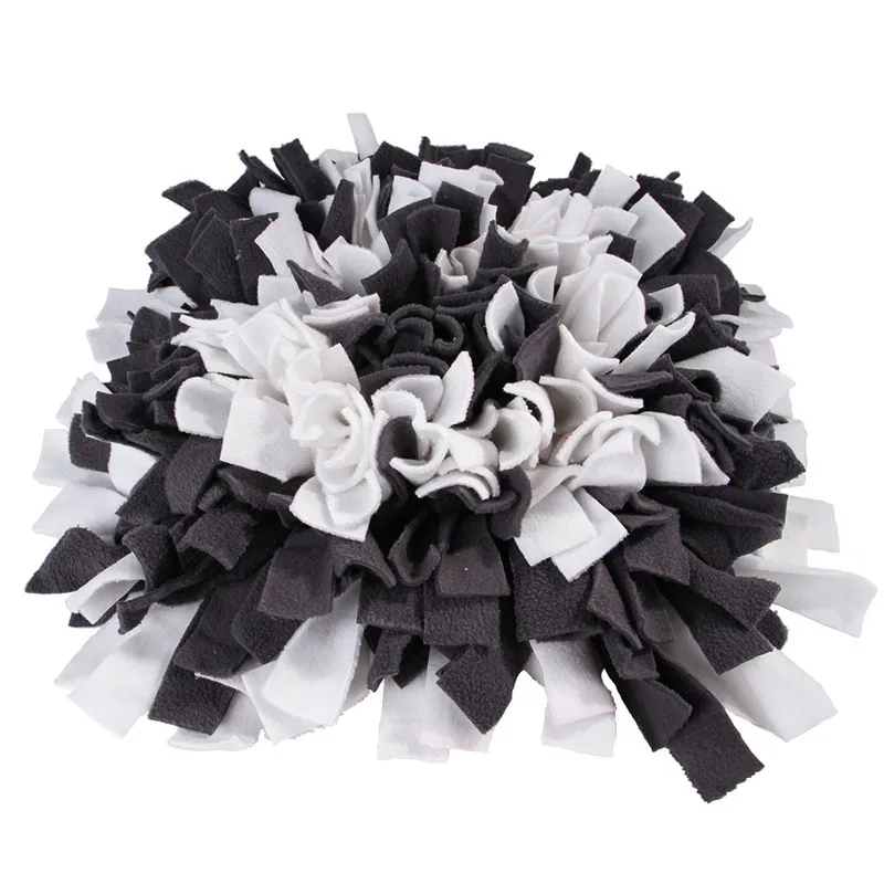 Deep Grey White Нюхательный коврик для собак круглый закуска Кормление медленная кормушка нюхание носовая работа Тренировочный Коврик Забавный игровой коврик игрушка для собаки запах коврик для снятия стресса - Цвет: Deep Grey White
