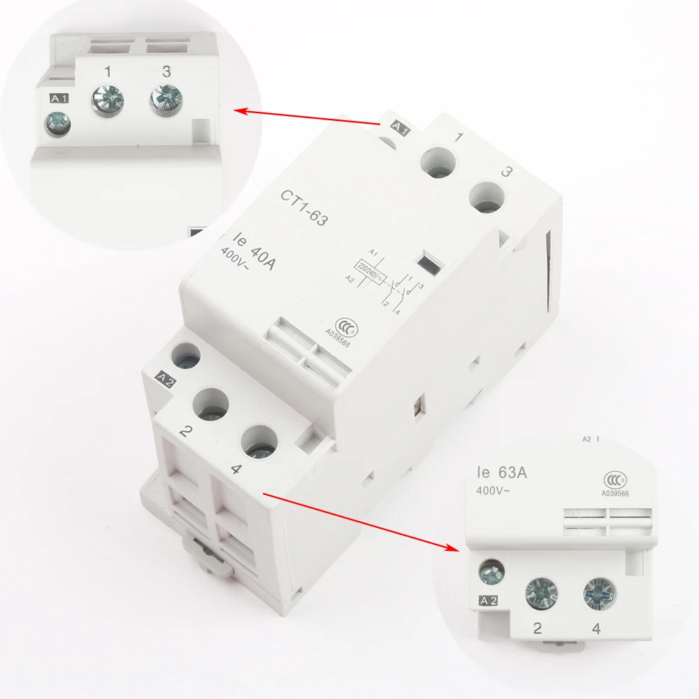 CT1-63 Американская классификация проводов 2р 32A 40A 63A 220 V/230 V 50/60HZ Din rail бытовой ac Контактор В соответствии с стандартом 2NO бытовой Соединительный модуль auxiliar de partida
