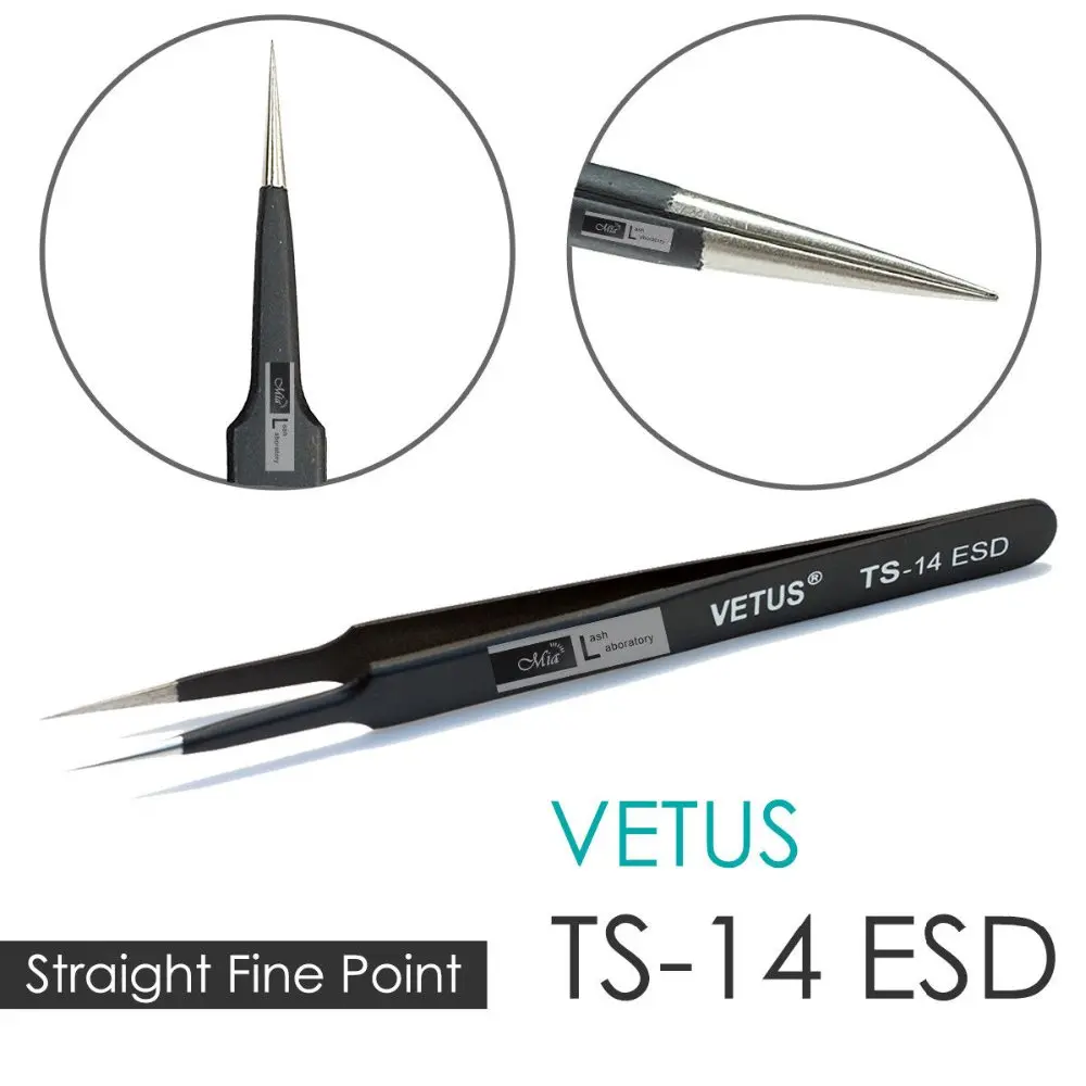 VETUS ESD14 прямой точный Пинцет для наращивания ресниц | Красота и здоровье