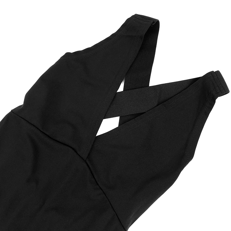 Женский спортивный костюм VEQKING черный без рукавов с v образным вырезом и открытой