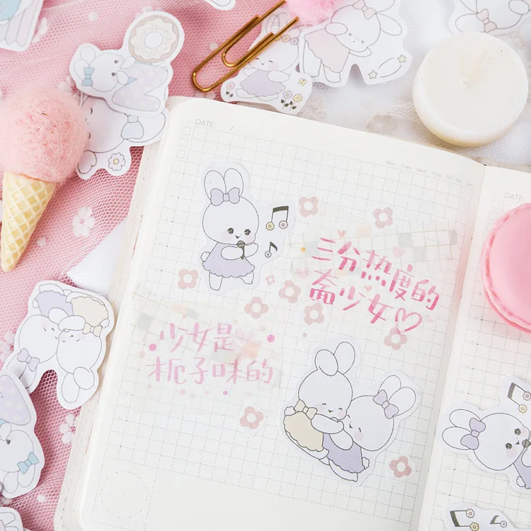Kawaii Мягкий Кролик журнал самоклеящиеся наклейки альбом для самостоятельной