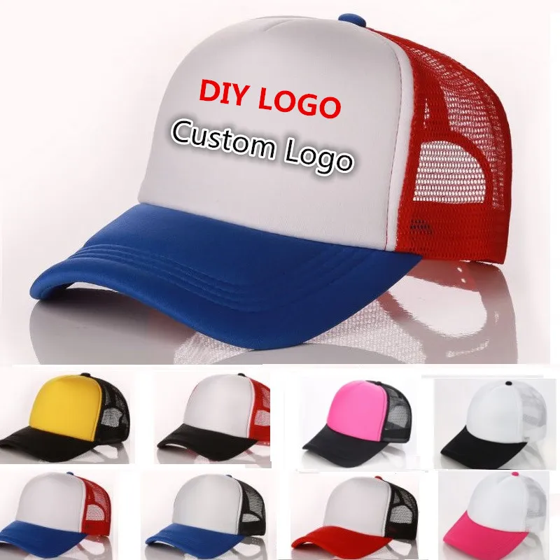 10pcs a lot custom logo hat  Trucker Caps DIY Customized Printing Logo Polyester Mesh Hat Sport Advertisement Promotion Hats
