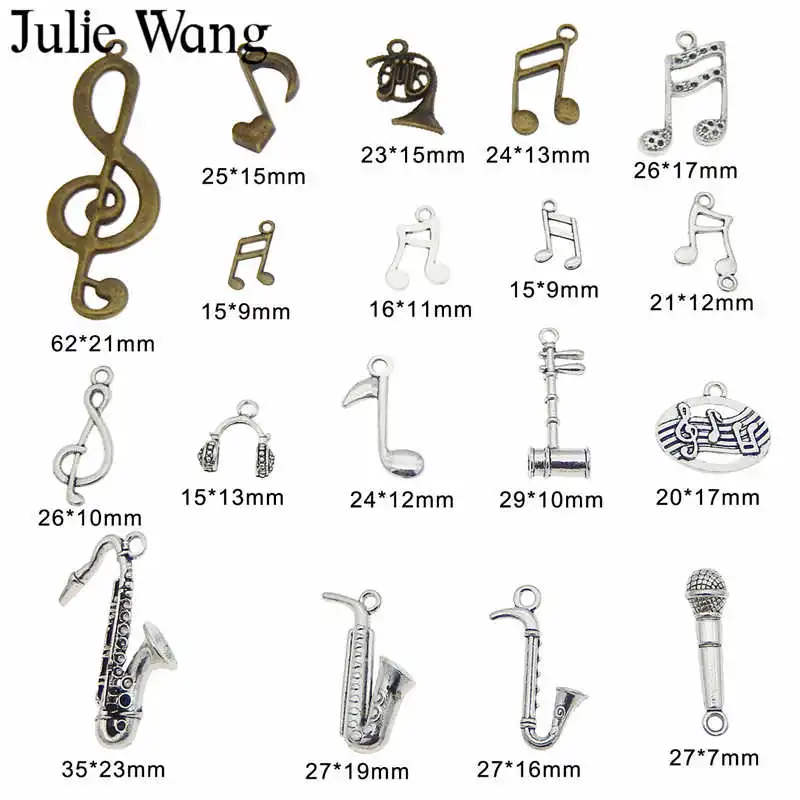Julie Wang 10 шт. случайно смешанный музыкальный инструмент подвески из сплава