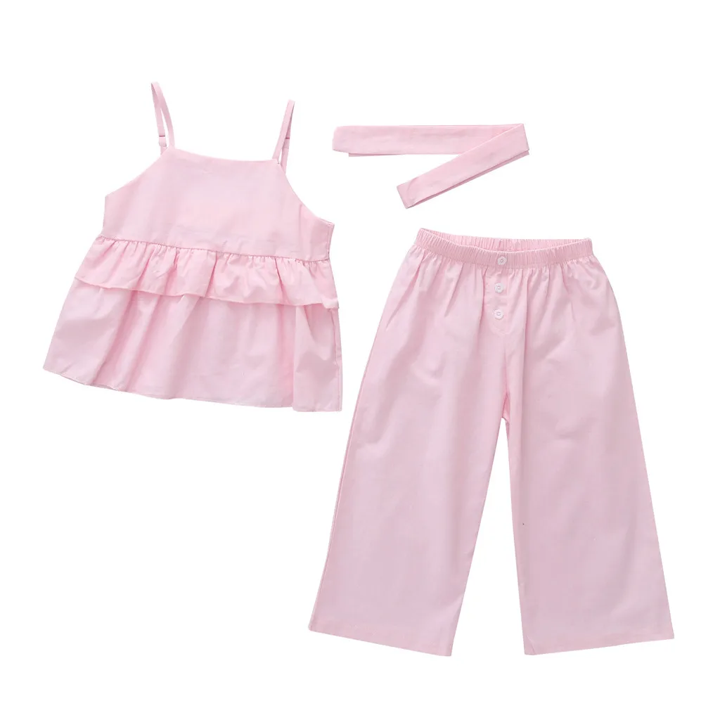 Летний детский комплект из 2 предметов одежда для маленьких девочек с оборками и