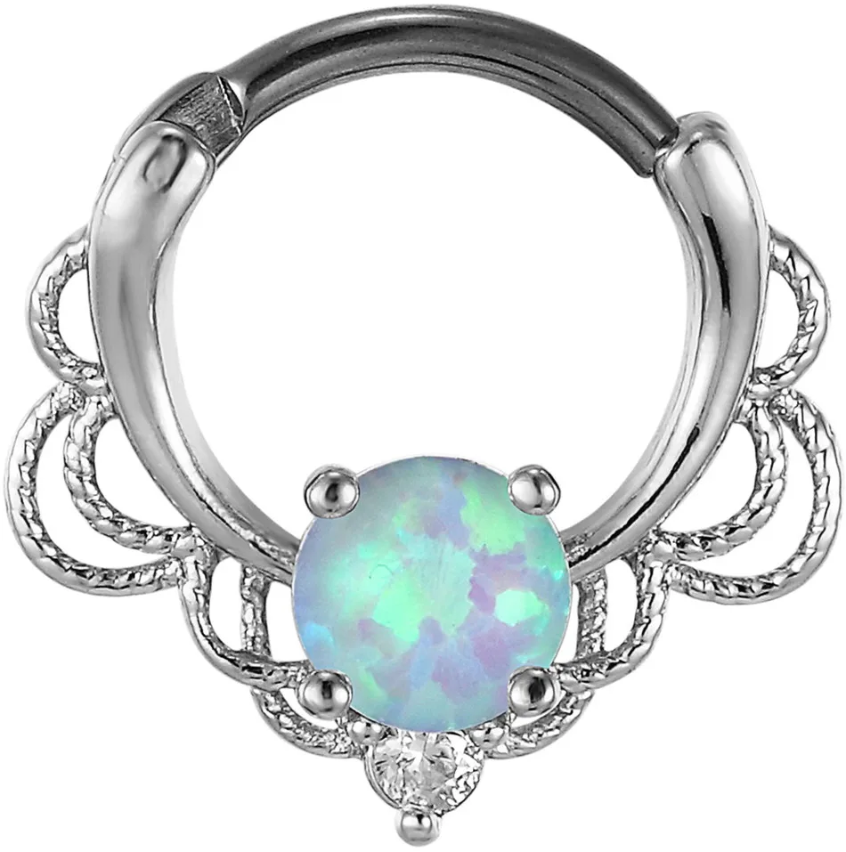 Septum Clip G23titan Опал Камень перегородка клипса пирсинг носа кольца очаровательный Опал Кристалл сосков уха пирсинг серьги Модные Украшения для тела - Окраска металла: Septum Clip