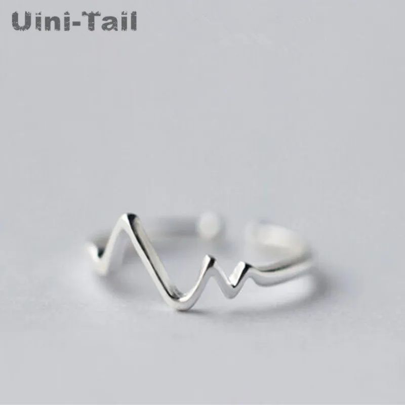 Fashion Simple Open V-ring Anti-allergy Korean 925 Sterling Silver Jewelry Wave Type Temperament Rings