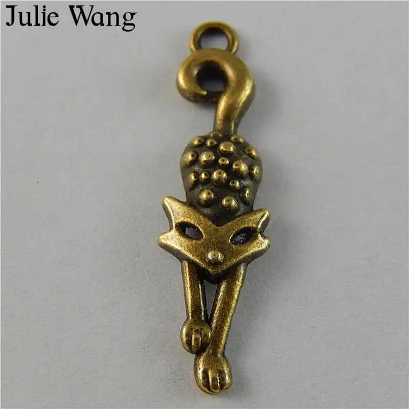 Julie Wang 20 шт маленькие античные бронзовые подвески в виде лисы из сплава винтажные