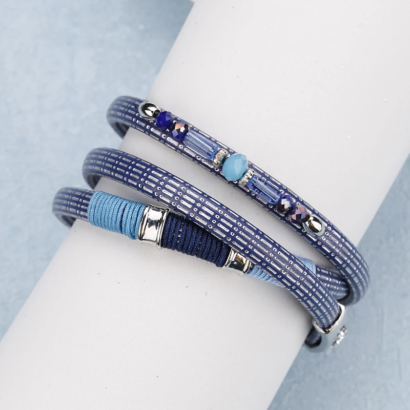 Женский клетчатый браслет ALLYES модный синий многослойный ювелирный женский