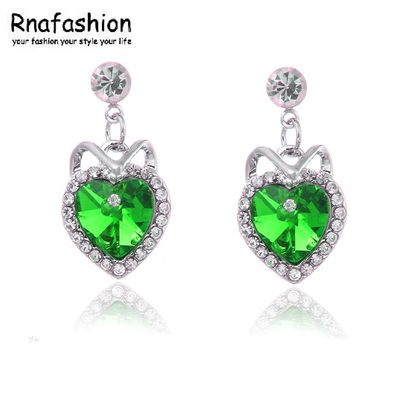 2017 модные женские серьги-гвоздики из сплава с голубым кристаллом океанское