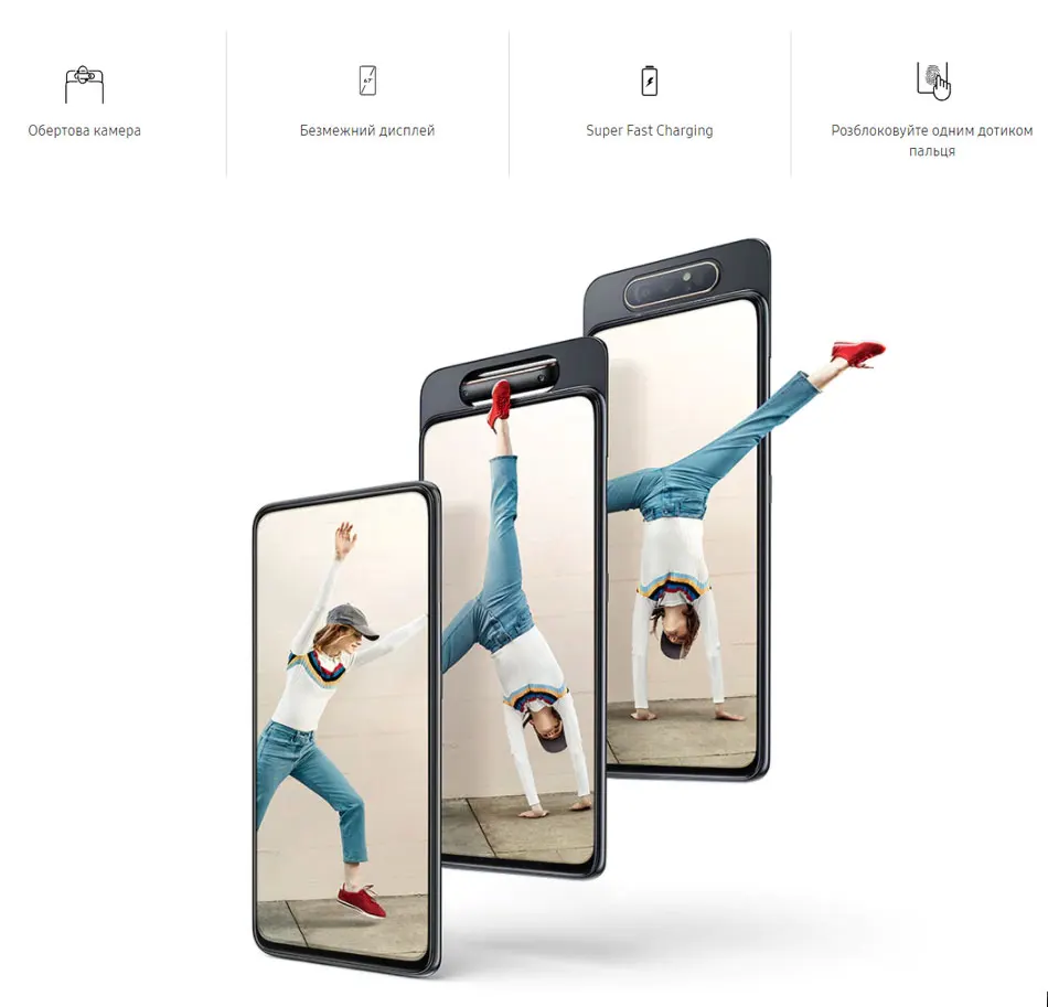 Мобильный телефон samsung Galaxy A80 A805F/DS с глобальной версией, 6,7 дюймов, 8 ГБ ОЗУ, 128 Гб ПЗУ, Snapdragon 730, Android 3700 мА/ч, две sim-карты, NFC