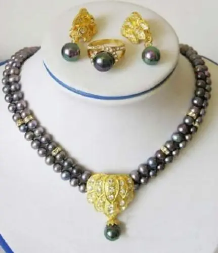 6 цветов 2 ряда белый/розовый/черный жемчуг зеленый/красный камень ожерелье