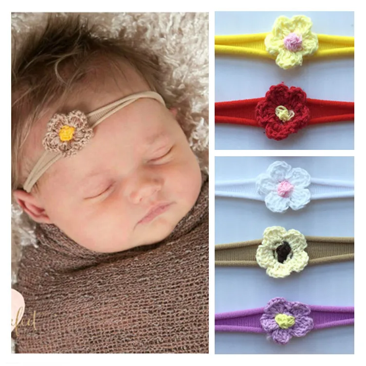 

6pcs BbesTurban Headband Seamless nylon elastic headband Wool sun flower Elastic Hair Bands Colorful Flowers Girls Hairband