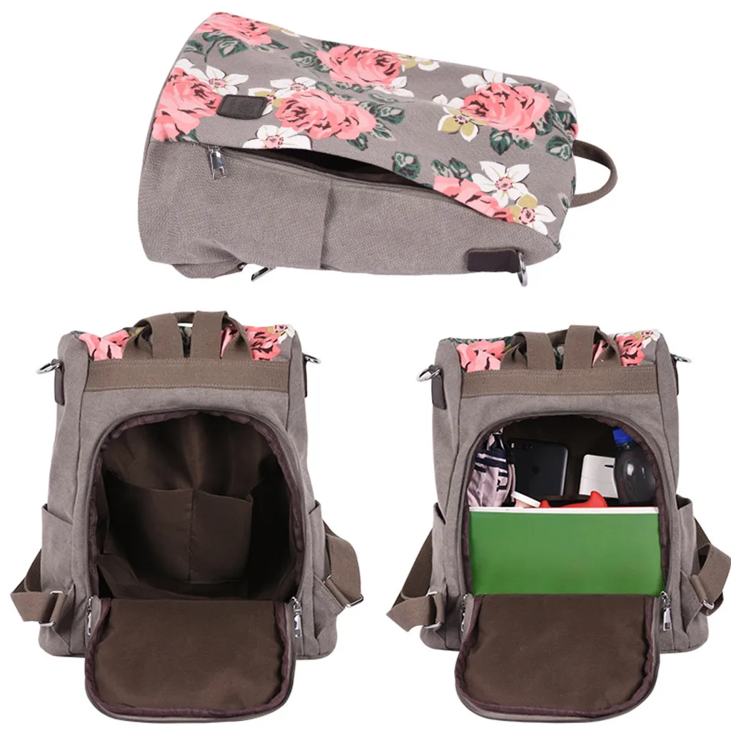 Fashion Floral Women Backpacks Canvas Travel Backpack School Bags For Girls Teenage Hot Sale Summer Student Backpack Canvas Sac