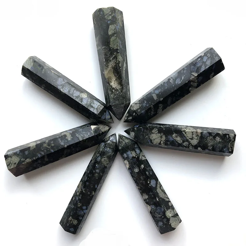 Натуральный Синий антофилит кварцевые точки Wnads ручная полировка фэн-шуй