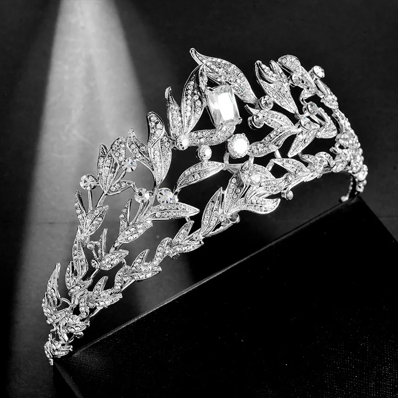 SLBRIDAL Серебряные стразы кристалл кубического циркония свадебная диадема свадебные аксессуары для волос подружки невесты принцесса женские ювелирные изделия
