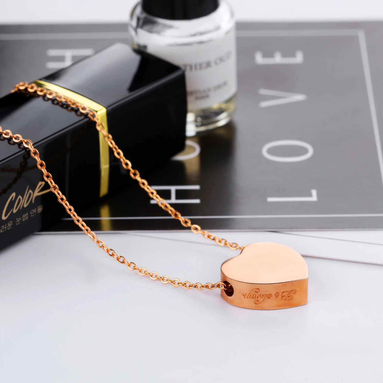 High Quality Rose Gold Colour Fashion Style Link Chain For Women Lady Short Cute Can Open Hollow Heart Chains Necklaces | Украшения и