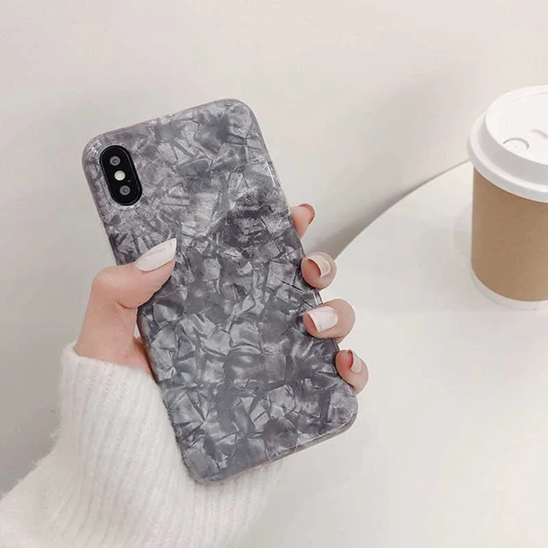 JIABN Luxury Marble Shell Pattern Phone Case for Apple Iphone XS Max XR Applicable IPhone 8plus 7p 6s 6plus Capa |