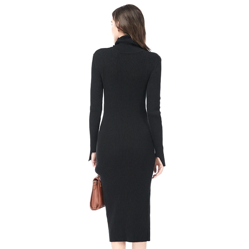 2018 Korean Autumn Winter Women Sweater Dress Elasticity Turtleneck Knitted Pullover Loose Solid Female Jumper Dresses GGM18035 | Женская