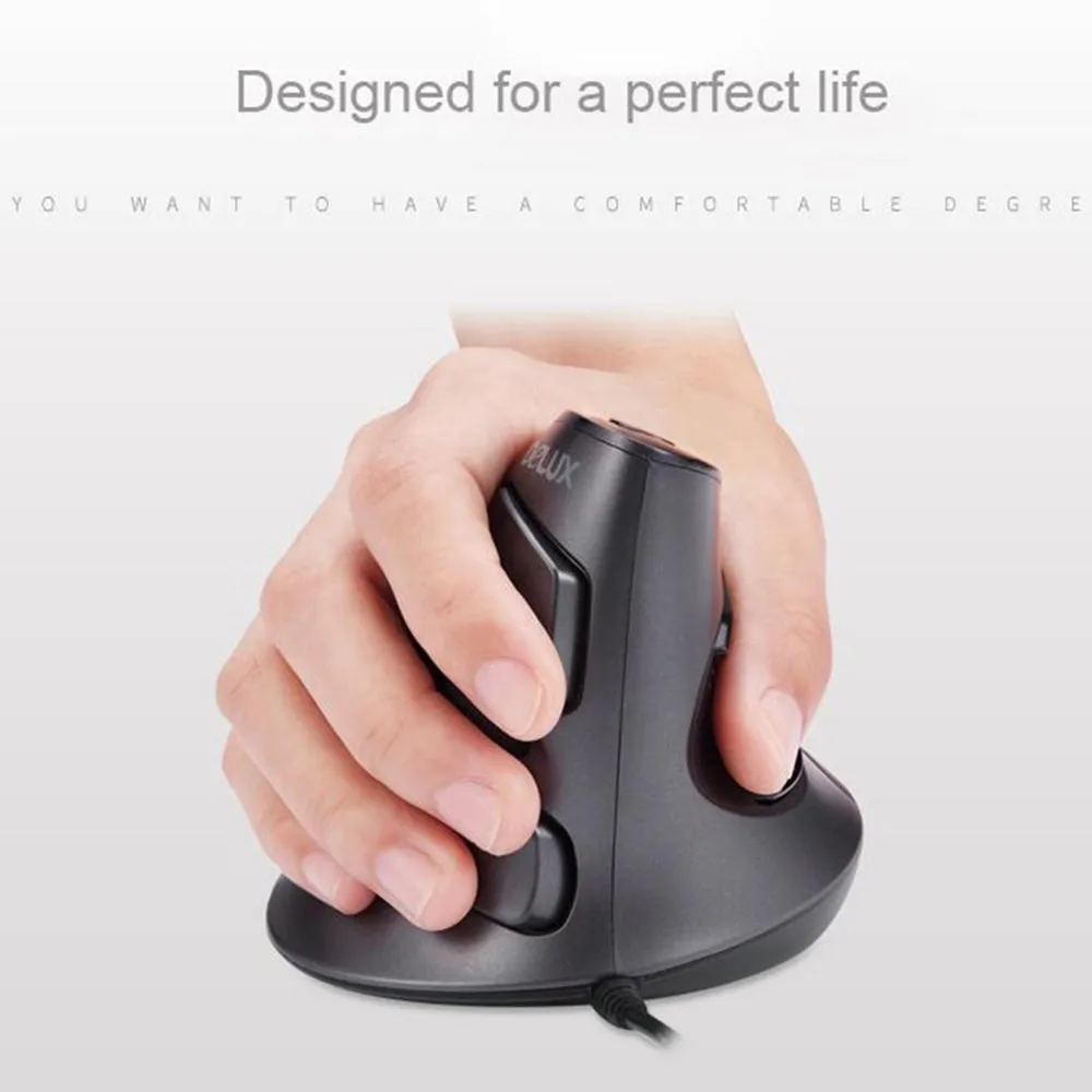 Вертикальная мышь Delux M618 игровая Мышь USB Проводная для правой руки 1600 Точек на