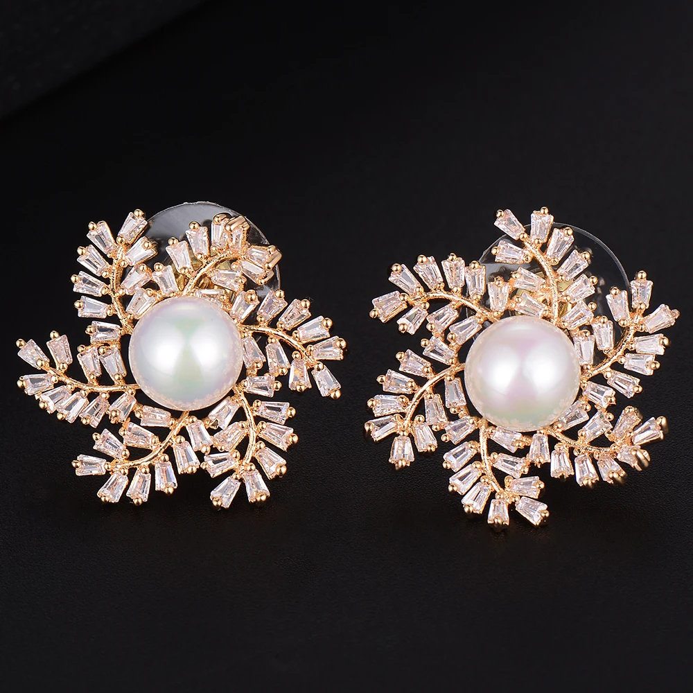 Женские серьги-гвоздики SISCATHY серьги с искусственным жемчугом и микро кубическим