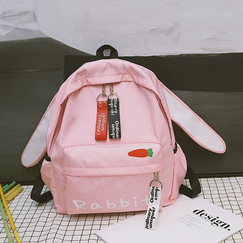 Harajuku Ulzzang милый 3D рюкзак с длинными ушками кролика, кота, коричневого медведя, женский маленький школьный рюкзак для девочек, дорожные сумки на плечо - Цвет: pink