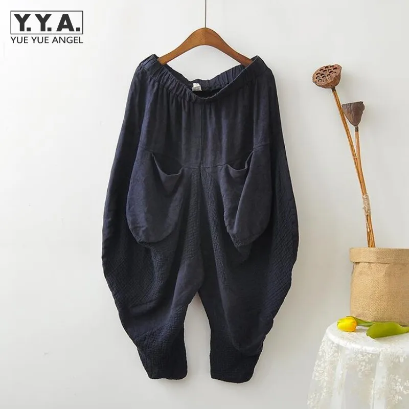 Женские хлопковые и льняные новые свободные мешковатые шаровары Hakama с широкими